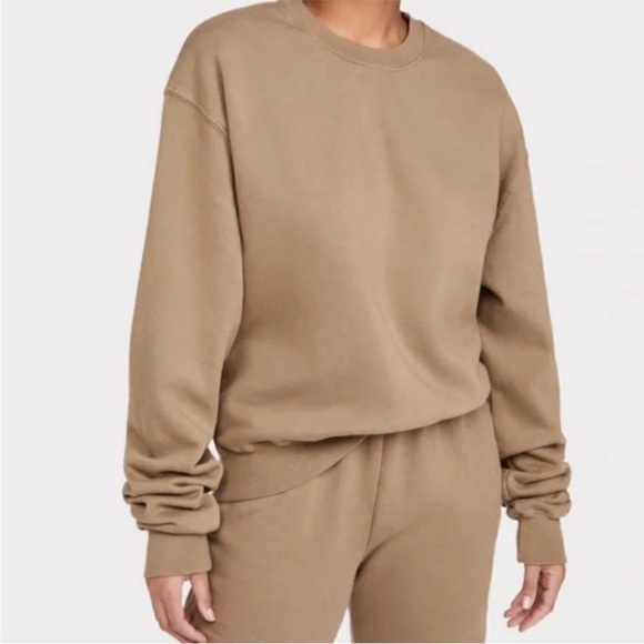 Good American Tan Crew Neck Sweater Boyfriend Oversized Size 3 Large - Picture 8 of 8